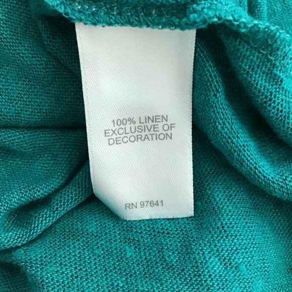 J. Jill Love Linen Teal V-Neck Top - Picture 5 of 5